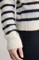 Pulover JOOP, Bleumarin Stripes Print, White