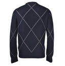 Pulover GRAN SASSO,Diamond-patterned cashmere crew neck sweater,Bleumrin