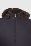 Jacheta GRAN SASSO,Zip-up jacket with hood in flannel and eco fur