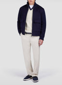 JACHETA Paul & Shark,, Wool and cashmere Hybrid blouson,Bleumarin
