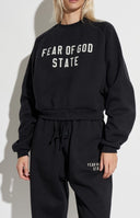 Bluza FEAR OF GOD, Essentials BLACK Sweatshirt with embroidered logo