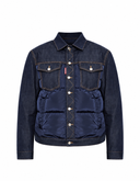 Jacheta DSQUARED2,  NAVY BLUE Quilted jacket with mixed materials
