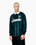Tricou polo HOPEIUM Football Striped cu maneca lunga – Verde