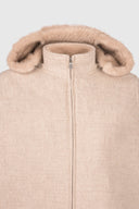 Jacheta GRAN SASSO,Zip-up jacket with hood in flannel and eco fur