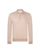 Bluza GRAN SASSO, Prince of Wales jacquard silk and wool polo, Beige