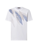 TRICOU CORNELIANI, Crew Neck, Cotton, Stretch, Blue Print, White