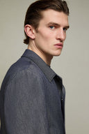 Jacheta L.B.M 1911, Wool-cotton overshirt in graphite blue