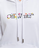 Hanorac OFF WHITE , White cropped hoodie with floral logo print