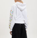 Hanorac OFF WHITE , White cropped hoodie with floral logo print
