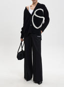 Pantaloni OFF WHITE, Black wool trousers with logo