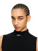 TOP OFF WHITE, Off Stamp Rib Kat Top, Negru