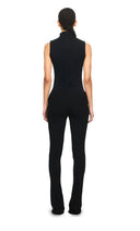TOP OFF WHITE, Off Stamp Rib Kat Top, Negru