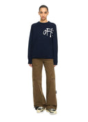 Pulover OFF WHITE, Bookish Shared Knit Crewneck, Bleumarin