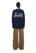 Pulover OFF WHITE, Bookish Shared Knit Crewneck, Bleumarin