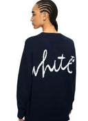 Pulover OFF WHITE, Bookish Shared Knit Crewneck, Bleumarin