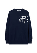 Pulover OFF WHITE, Bookish Shared Knit Crewneck, Bleumarin