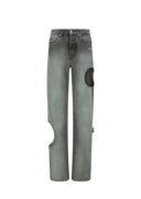 Blugi OFF WHITE, cut-out straight jeans, Grey