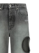 Blugi OFF WHITE, cut-out straight jeans, Grey
