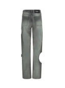 Blugi OFF WHITE, cut-out straight jeans, Grey