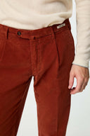 Pantaloni L.B.M 1911, Patterned Cotton Velvet, Brick Red