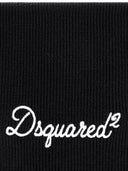 Fular DSQUARED2, logo-embroidered ribbed-knit scarf, Negru