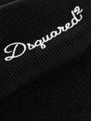 Fular DSQUARED2, logo-embroidered ribbed-knit scarf, Negru