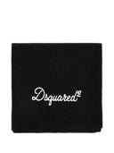 Fular DSQUARED2, logo-embroidered ribbed-knit scarf, Negru