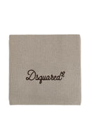 Fular DSQUARED2, logo-embroidered ribbed-knit scarf, Beige