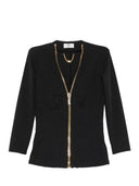 Bluza ELISABETTA FRANCHI, zip-up corset-style jacket, Negru