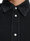 Camasa din denim OFF WHITE cu logo brodat - Negru