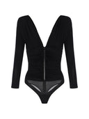 Top ELISABETTA FRANCHI, lightweight jersey fabric, Negru