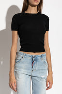Bluza DSQUARED2,  Wool top with embroidered logo, Negru