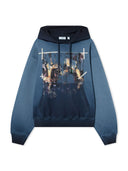 Hanorac OFF WHITE, Ripped Narciso Regular Hoodie, Albastru