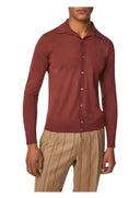 Pulover L.B.M 1911, Classic Design, Buttons, Wool, Brick Red