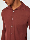 Pulover L.B.M 1911, Classic Design, Buttons, Wool, Brick Red