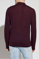 Tricou polo DSQUARED2 cu maneca lunga si logo brodat – Burgundy