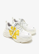SNEAKERS BALENCIAGA, Triple S Tape, Yellow Detail, White Woman