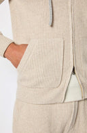 Hanorac L.B.M 1911,Ivory knit zip-up hoodie