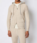 Hanorac L.B.M 1911,Ivory knit zip-up hoodie