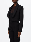 Sacou ELISABETTA FRANCHI,  lightweight crêpe and satin fabrics with peplum, Negru