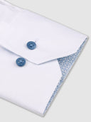 Camasa STENSTROMS, White Twill Shirt with Blue Contrast