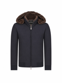 Jacheta GRAN SASSO,Zip-up jacket with hood in flannel and eco fur