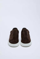 Sneakers LBM, Brown suede slip-on trainers