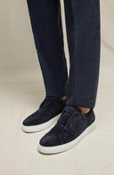 SNEAKERS LBM, Midnight blue suede slip-on trainers