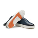 Loafers Santoni, blue leather slip-on sneaker