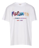 Tricou ALEXANDER MCQUEEN, Logo Multicolor, Alb