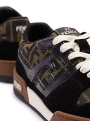 Sneakers Fendi, Match Leather Low-Top, Logo Print, Brown