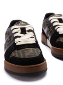 Sneakers Fendi, Match Leather Low-Top, Logo Print, Brown