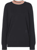 Pulover BURBERRY, Cashmere, Stripe Neckline, Black