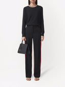 Pulover BURBERRY, Cashmere, Stripe Neckline, Black